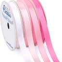 Ribbli Pink Satin Ribbon 3/8 Inch x 4 Rolls Total 40 Yards- White Pink Ribbon for Gift Wrapping Craft Wedding Decoration