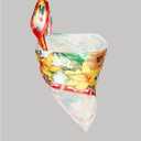 Women's One Shoulder Floral Tank Top Sleeveless Asymmetrical Hem Vacation Beach Crop Tops (S)