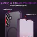 for Samsung Galaxy S24 Case, [Magnetic Invisible Stand] [Compatible with MagSafe] [Military Grade Drop Protection] Slim Glossy Marble Pattern Back Shockproof Protective Cover, Amethyst