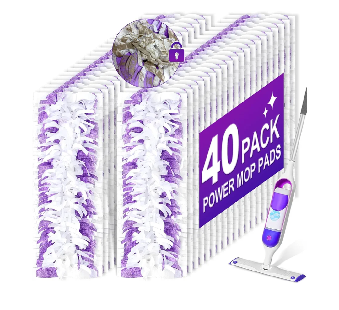 40 Pack Disposable Power Mop Pads for Swiffer Power Mop Pads,Compatible with Swiffer Power Mop Refills,Thickened Multi-Surface Replacement for Swiffer Wet Pads Refill on All Finished Floors