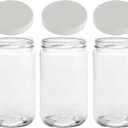 JARMING COLLECTIONS 32oz Extra Wide Mouth Glass Storage Jar with BPA-Free Plastic Lid  Quart Size Airtight Mason Jar for Kitchen, Pantry, and Food Storage (Set of 3)