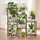 Bamworld 3 Tier Ladder Plant Stand Wood Indoor Outdoor Tiered Plant Shelf Rack 7 Pots for Living Room Patio Balcony Boho Decor