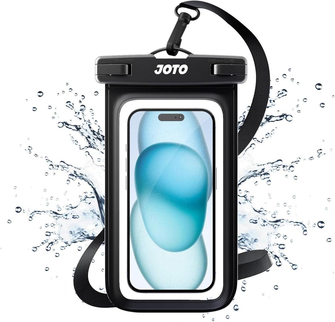 JOTO Universal Waterproof Phone Case for iPhone 16 15 14 13 Plus Pro Max, IPX8 Cellphone Dry Bag 12 11 Pro Max XR X 8 7 6S Plus SE, Galaxy S23 S22 S21 S20+ S20 S10 Plus Note, Pixel up to 7" -Black