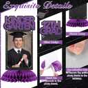 Yinkin 13 Pcs K-12 Graduation Decorations Class of 2026 Graduation Centerpieces for Tables Congrats Glitter Grad Honeycomb for Photo Toppers 4 x 6 in Picture Frame Display Party Decor(Purple)