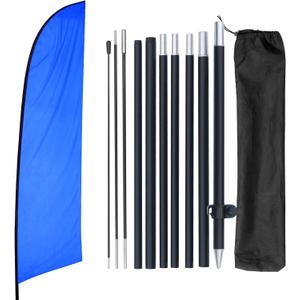 yeload 12FT Blank Feather Flag Kit with Pole Solid Color Feather Flag for Sublimation Business - Portable Aluminum Swooper Flag for Outdoor Advertising (Blue)