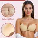 Backless Strapless Bra for Push Up, 2 Pairs Thick Padded Adhesive Invisible Sticky for Women and Wedding Dress (Beige)