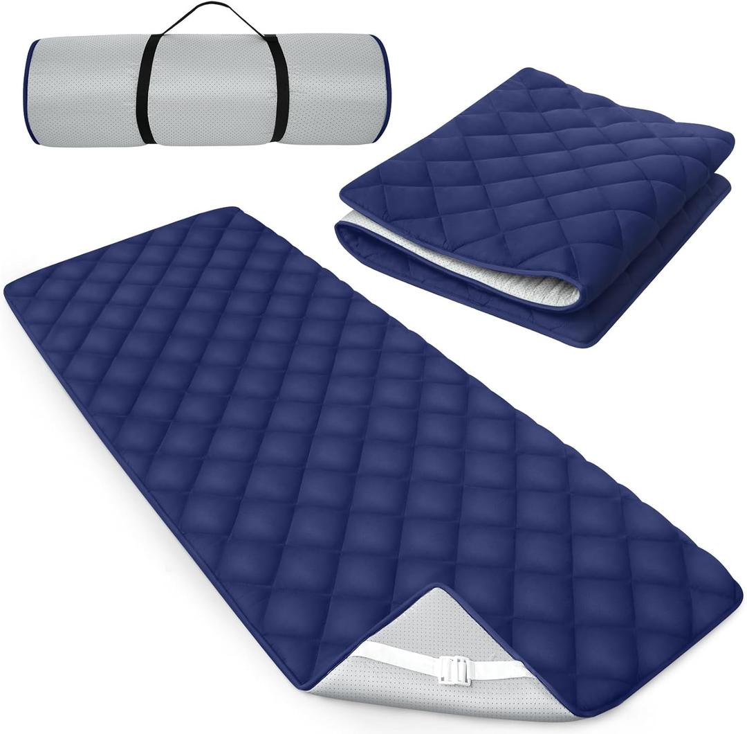 Quilted Foam Mattress Topper Pad, Non-Slip Super Soft Comfortable 75"x30", Cool Sleeping Pad for Camp Cot/RV Bunk/Narrow Twin Beds (Navy)