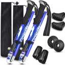 Covacure Trekking Poles Collapsible Hiking Poles - Aluminum Alloy 7075 Trekking Sticks with Quick Lock System, Telescopic, Collapsible, Ultralight for Hiking, Camping (Blue Long (110-130cm))