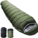 BISINNA Mummy Sleeping Bag for Adults 14-41 Cold Weather 3-4 Season Camping Sleeping Bags with Compression Sack for Backpacking Hiking Traveling (Green)