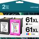 Remanufactured Ink Cartridge Replacement for HP 61XL Black Color Combo Pack for HP Envy 5530 4500 4502 5535 Officejet 4630 4635 Deskjet 3510 1010 1510 Printer (Black Tricolor, 2 Pack)