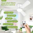 42" White Ceiling Fans with Lights and Remote, Low Profile Ceiling Fan with Light, Reversible DC Motors, 3CCT Dimmable Timer Noiseless, Flush Mount Ceiling Fan for Bedroom/Living Room