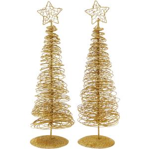 Juvale Living Room Tabletop Tree - 2-Pack, 10.5 in Tall, Gold Wire - Table Decoration & Gold Desk Decoration for Bedroom Table & Office