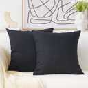 Home Brilliant Set of 2 Linen Large Throw Pillows European Shams Couch Pillow Covers Big Cushion Cover for Bench, 26 x 26 inch(66cm), Black