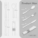 Zubebe 200 Pack Rolled Silverware Pre Rolled Silverware Set Disposable Wrapped Plastic Cutlery Set Disposable Utensils Includes Forks, Knives, Spoons, Napkins Wrapped for Wedding Party (Silver,White)