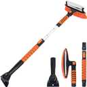 KeFanta Snow Removal Brush and Ice Scrapers for Car Windshield, 3 in 1 Heavy Duty 42'' Extendable Broom for SUV and Truck Window, Automotive Winter Accessories (Orange)