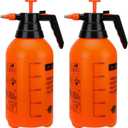 Handheld Garden Pump Sprayer 2 Pack 0.8 Gal 3 Liter, Manual Water Spray Bottle with Brass Adjustable Nozzle for Lawn Care, Flowers, Indoor Outdoor Plants, Home & Patio Cleaning, Oranage