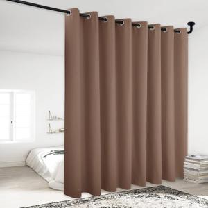 NICETOWN Wall Dividers for Rooms, Sound Barrier Room Divider Curtain Screen Partition, Function Thermal Blackout Patio Door Panel, Sliding Door Insulated Curtain, Cappuccino, 120" Wide x 95" Long