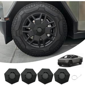 4PCS Wheel Center Caps for Tesla Cybertruck 2024 2023 Full Coverage Wheel Center Hub Caps Cover,Removable ABS Center Hub Cover Easy to Install Rust Dust Resistant Cybertruck Accessories