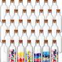 Lounsweer 50 Pack 2 oz Clear Plastic Sand Art Bottles with Cork Stoppers Sand Art Containers Jar with Lid Mini Potion Bottles for DIY Wedding Party Favors Wish and Message Bottle(Wood Color)