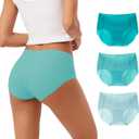 INNERSY Women's Seamless No Show Hipster Panties Invisible Light Underwear 3-Pack (Medium, Icy Blue)