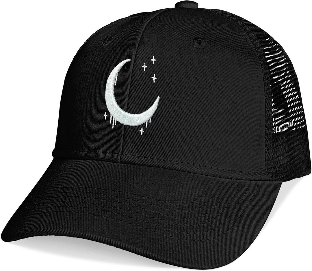 Baseball Caps Embroidered Adjustable Mesh Dad Hat Black Trucker Hats for Men and Women, One Size, Black