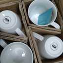 White Coffee Mug Set, 4x12 oz, Fine Bone China Porcelain by Brew To A Tea