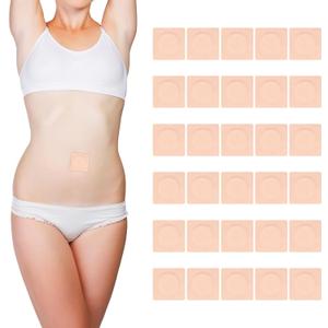 2 x 30pcs Castor Oil Pack Wrap for Belly Button, 2.76in Disposable Self-Adhesive Castor Oil Patches Pads Highly Absorbent Anti-Leak Organic Cotton Castor Oil Compress Covers (Oil Not Included)