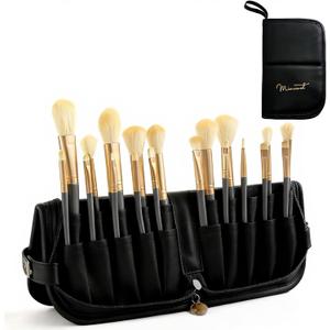 YLYZ Makeup Brush Bag, Waterproof Stand-Up Makeup Brush Holder Organizer, Travel Make up Brush Pouch Cosmetic Bags, Black