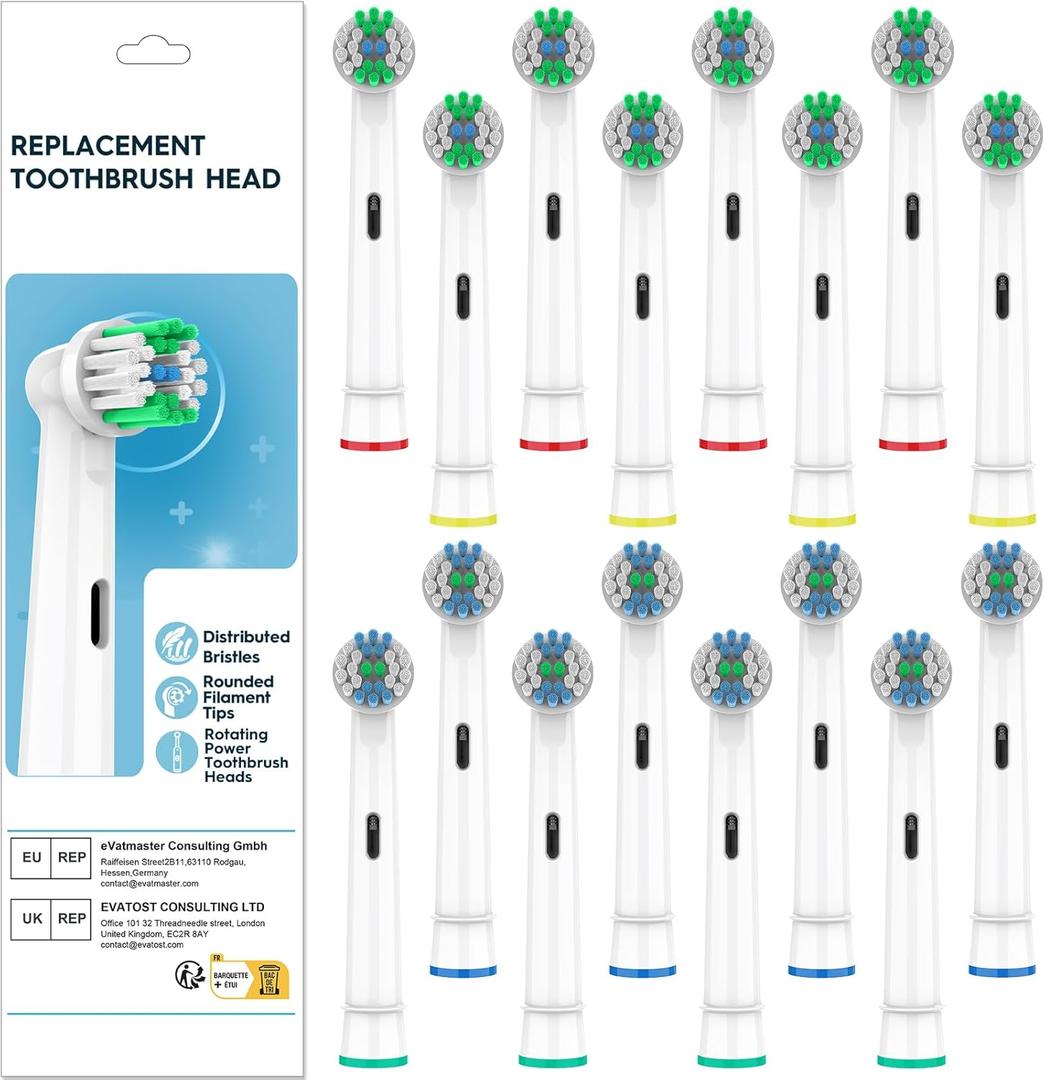 Replacement Toothbrush Heads Compatible with Oral B Pro 1000 Electric Toothbrush,Replacement Brush Heads Refill for Genius X,Smart 1500,Pro 5000,16 Count (White)
