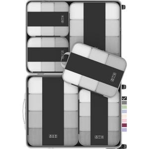 6 Set Compression Packing Cubes for Travel Essentials,Compressible Expandable Packing Cubes for Suitcase,OlarHike Luggage Organizer Bags for Travel,Handy Helper for Organizing Clothes(Black)