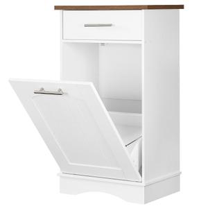 HOOBRO 10 Gallon Tilt Out Trash Cabinet, Kitchen Trash Can,Trash Bin Storage, with Flip Door and Large Drawer, Hidden Laundry Hamper Cabinet, for Kitchen, Laundry, White and Walnut WH02LJ01, 20.5"L x 13.7"W x 35.8"H