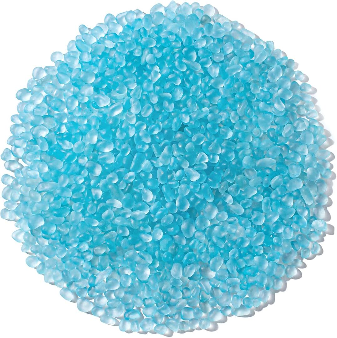 Keedolla 0.9 LB Ice Blue Sea Glass Marbles Stones Frosted Glass Pebbles Gemstones for Aquarium Rocks, Fish Tank Gravel, Vase Fillers, DIY Crafts