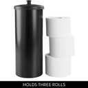 iDesign Freestanding Bathroom Toilet Paper Storage Holder with Lid for 3 Extra Rolls, Matte Black