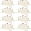 Fitable 8 Pack Rectangle Tablecloths: Stain Resistant Wrinkle Free Circle Table Clothes, Washable Reusable Polyester Table Covers for Wedding Party Birthday Banquet Reception (Ivory, 90x132 Inch)