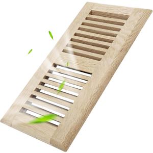 4x10 Inch White Oak Wood Floor Register Vents Cover - Drop in Vent Register with Damper Wooden Vents Covers for Home Floor Unfinished (White Oak)