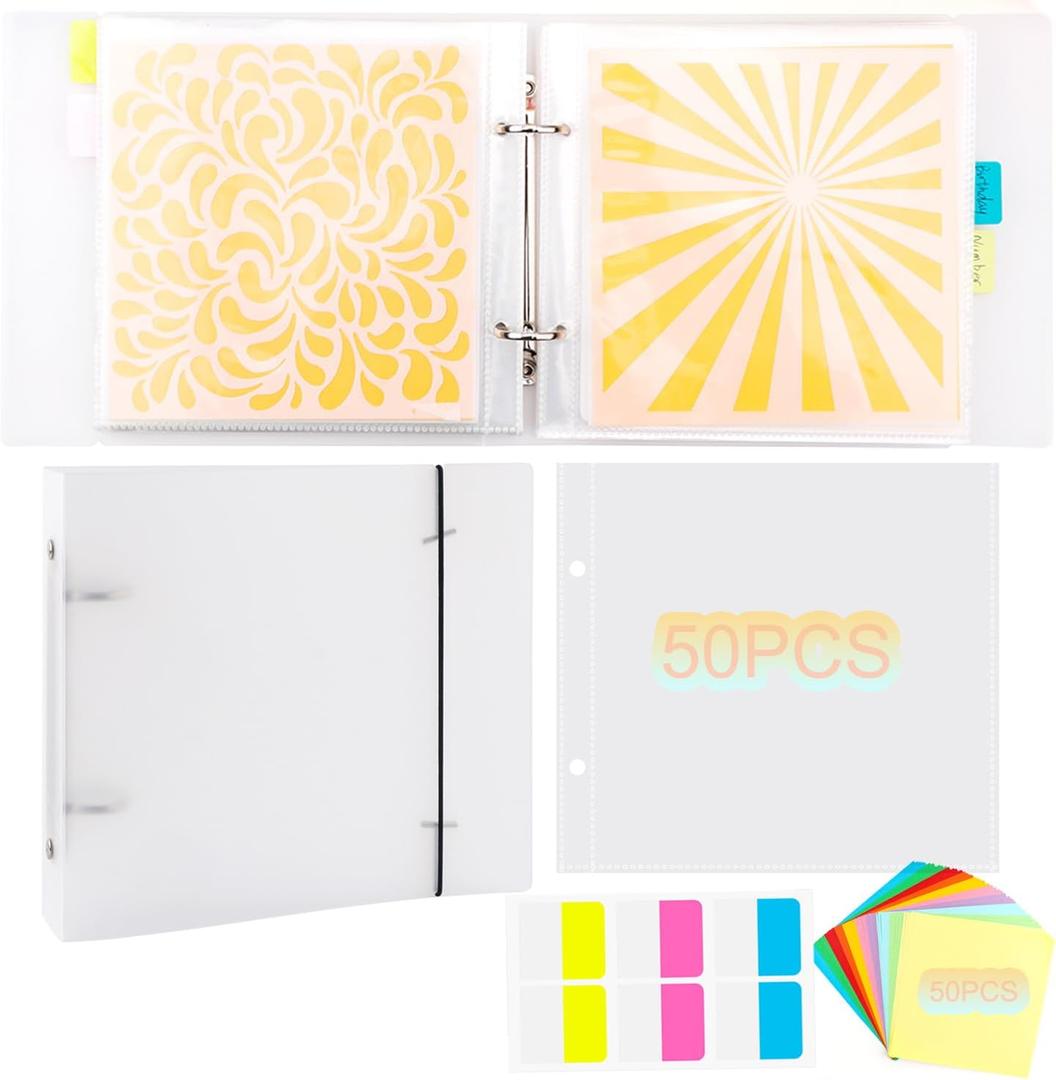 111 Pages1Sets 6x6 Cookie Stencil Storage Binder Die Cut and Stamp Storage Folder Baking Stencil Organizer Scrapbooking Cutting Dies Stencil Storage Book Collections Case Organizer (Transparent)