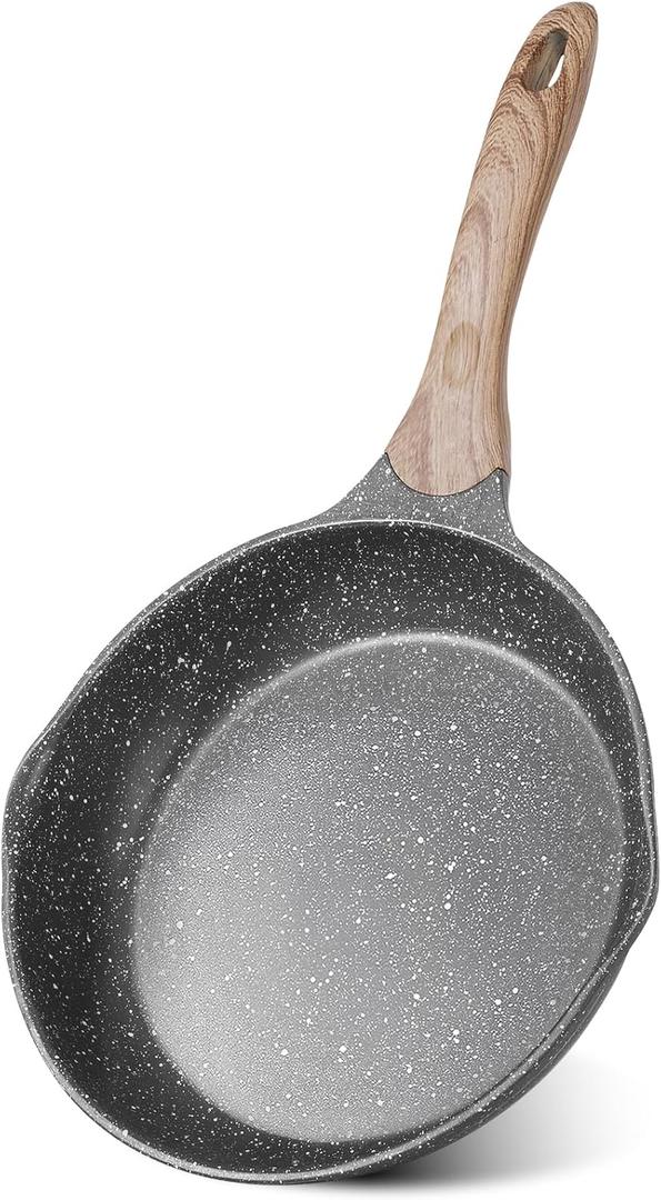 JEETEE 9.5 Inch Nonstick Frying Pan Stone Coating Cookware, Nonstick Omelette Skillet with Soft Touch Handle, Compatible with All Stoves
