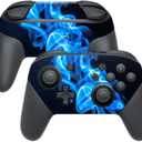 MightySkins Skin Compatible with Nintendo Switch Pro Controller - Blue Flames | Protective, Durable, and Unique Vinyl Decal wrap Cover | Easy to Apply, Remove, and Change Styles | Made in The USA