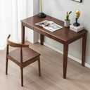 Solid Wood Desk with Drawer, Wooden Home Office Desk for Work, Student Computer Desk for Small Spaces, Gaming Study PC Desk for Bedroom, Easy to Assemble (Walnut Color 47 inch)