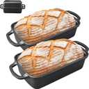 2 in 1 Cast Iron Bread Pan with Lid 95 Inch - Loaf Bakeware for Sourdough & Sandwich Bread - Pre-Seasoned Dutch Oven Style - Heavy Duty with Even Heating