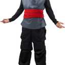 Anime Kung Fu Cosplay Costume Set, Black and Gray Uniform with Red Belt, Halloween Full Outfit (Medium)