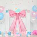 2 Pcs Large Pink Coquette Bow for Backdrop 27.6 x 21.7 Inches Big Pink Bows Room Wall Decor Giant Ribbon Tie Hanging Gift for Birthday Bachelorette Party Girl Baby Shower Bridal Shower Wedding
