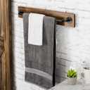 MyGift Industrial Pipe Towel Bar, 28 Inch Bathroom Wall Mounted Towel Holder with Metal Rod Rustic Burnt Wood Bathroom Sets, Farmhouse Towel Holder