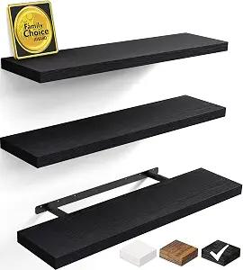 BAYKA Black Floating Shelves 35.4in, Set of 3, Wall Mounted for Wall Decor
Easy Install, 30lbs Max Load, Hidden Bracket, Shelving for Bathroom Bedroom Kitchen Display Storage, Multi-Wall Compatible