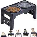 LALOBLUE Elevated Dog Bowls, Raised Dog Bowl with 2 Stainless Steel Dog Food Bowls, Dog Bowls Stand Adjusts to 5 Heights 2.95", 8.46", 9.65", 10.82", 12.01" for Small Medium Large Dogs Cats Pets,Black