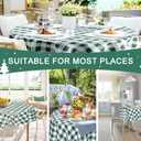 Hiasan Checkered Round Tablecloth 60 Inch - Waterproof Stain and Wrinkle Resistant Washable Fabric Table Cloth for Christmas Dining Room Party Outdoor Picnic, Forest Green and White