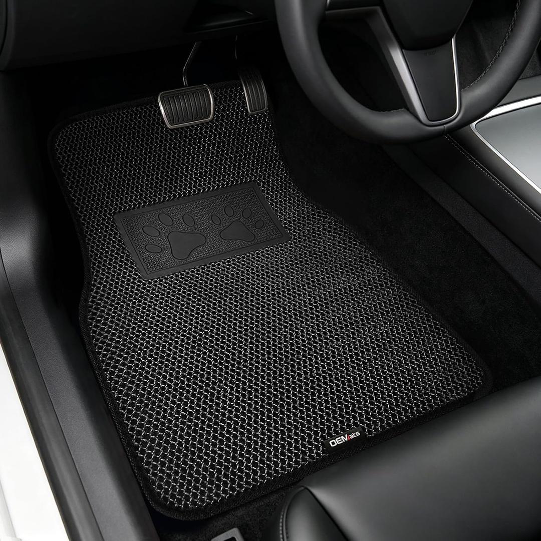 Universal Car Floor Mats, 3D Mesh Fabric All Weather Waterproof Car Floor Liners,With Anti-Slip Granule Backing&Driver Heel Pad,Efficient Dust&Dirt Resistant for Sedan,SUV,Truck,Van,Set of 4pcs, 
Product Dimensions	17"L x 13"W x 0.5"Th