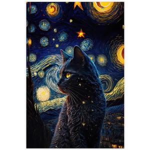 Fyzuf Cat Wall Art Oil Painting On Canvas Poster Cute Cat Cubism Colorful Cute Cats Aesthetic Room Decor Bedroom Bathroom Unframe-style12x18inch(30x45cm)