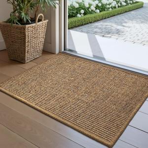 LUMI Handwoven Sisal Door Mat, Non-Slip Durable Entryway Mat, Welcome Front Doormat, Solid Floor Mats for Entrance, 24"x36", Brown Sisal
