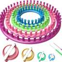 READAEER Round Knitting Looms Set Craft Kit Tool with Hook Needle and Pompom Maker